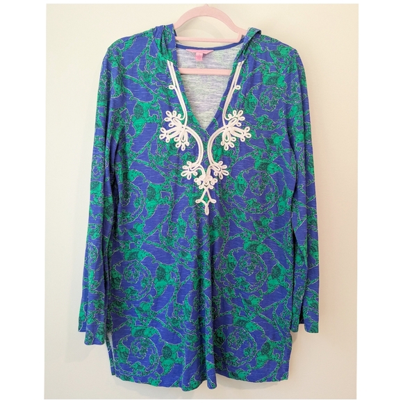 Lilly Pulitzer Noelle Loopy Elephants Tunic Hoodie - Picture 1 of 6